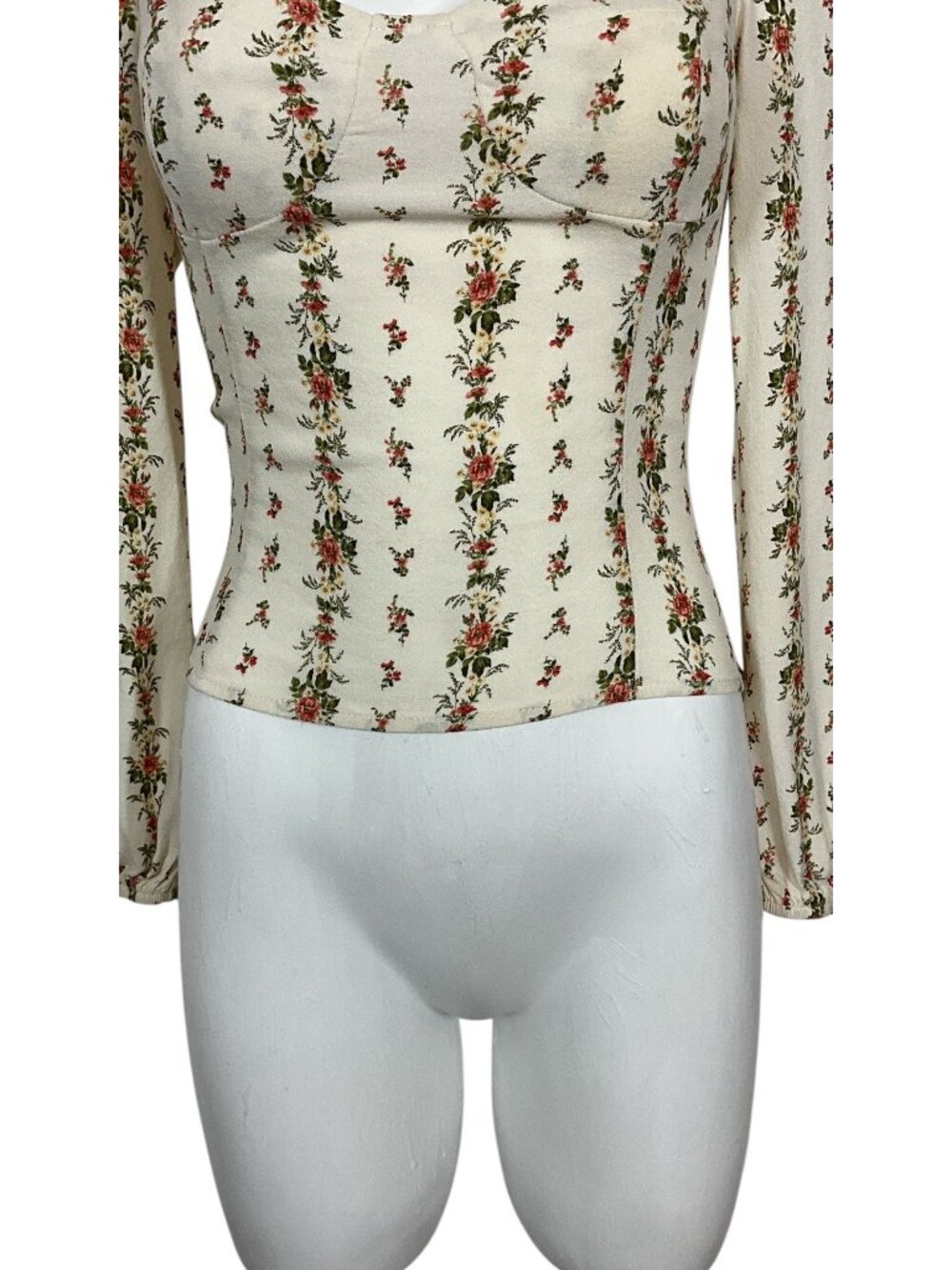Reformation Floral Reign Top Blouse 6 Cream Romantic DEFECT - Picture 12 of 16